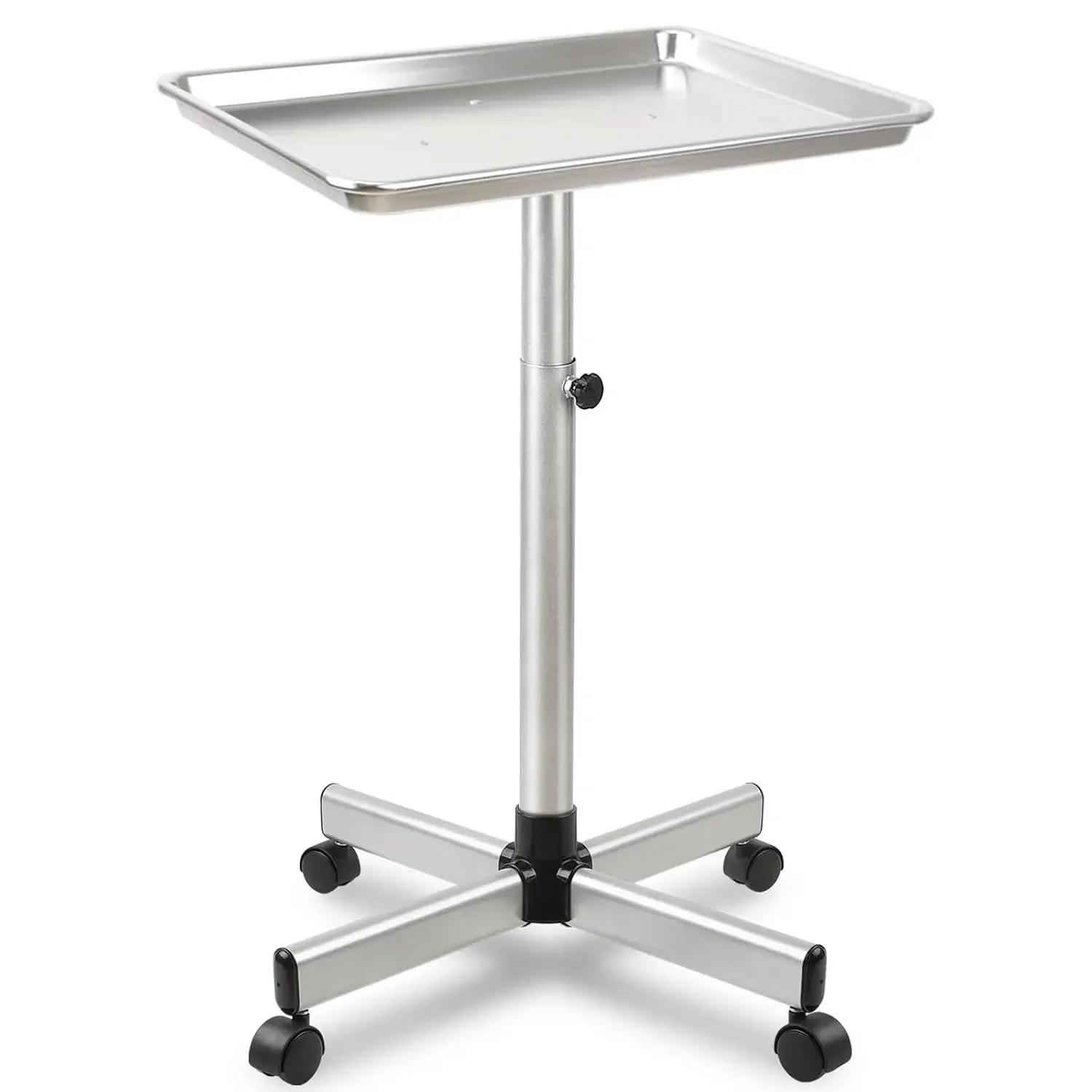 Tray Cart,Aluminum Instrument Salon Tray on Wheels,Height Adjustble Storage Utility Cart,Hair Salon Tray,Tattoo Tray on Wh