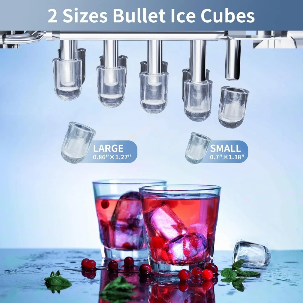 Ice Maker with 26Lbs/24Hrs & Auto-Cleaning, One-Click Button, 2 Sizes of Bullet Ice, Energy Saving, Portable Ice Machine