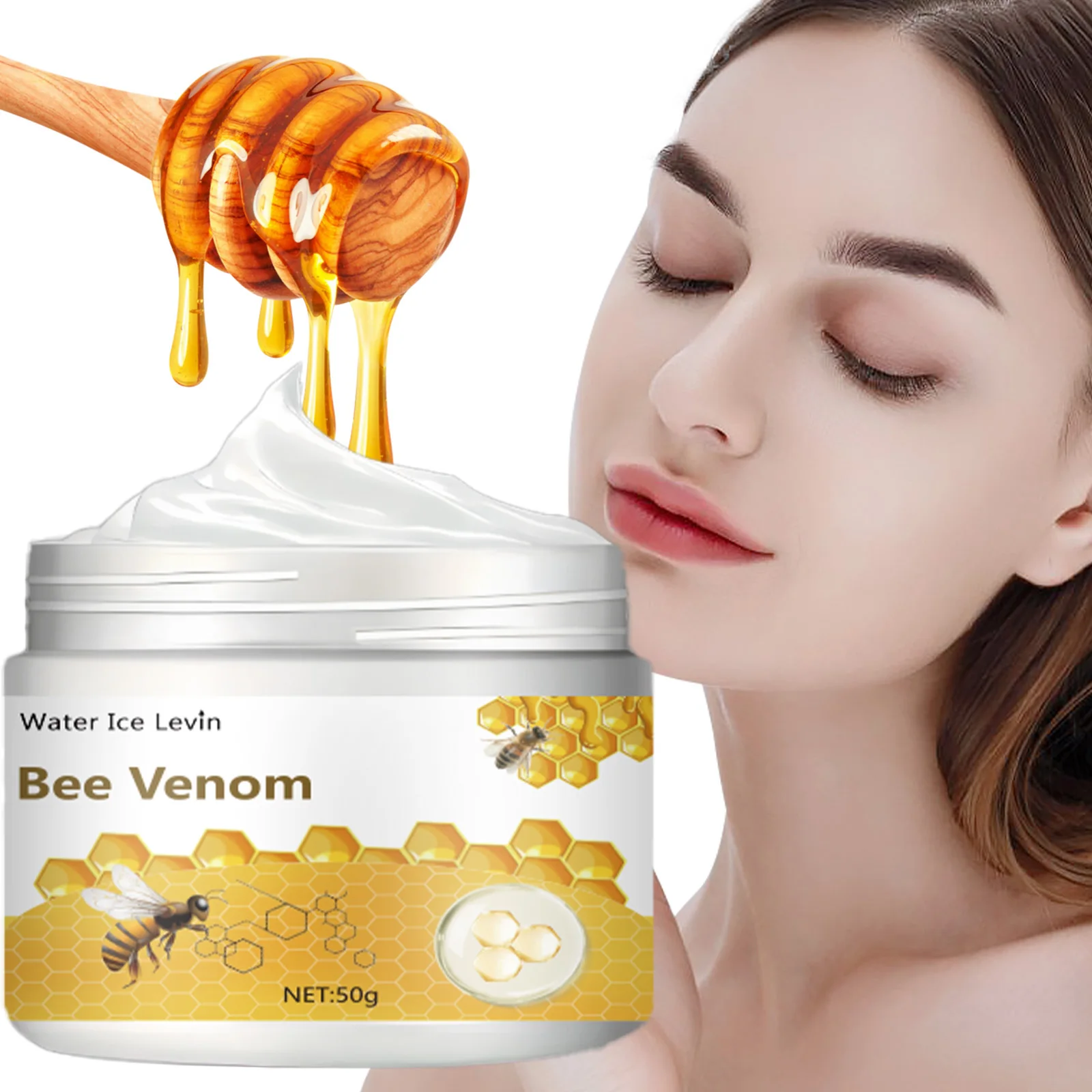 Crema para el cuidado de veneno de abeja, adecuada para toda la piel de color marrón claro, crema hidratante para el cuerpo y el rostro, diseño de extracto natural de veneno de abeja y ingredientes naturales