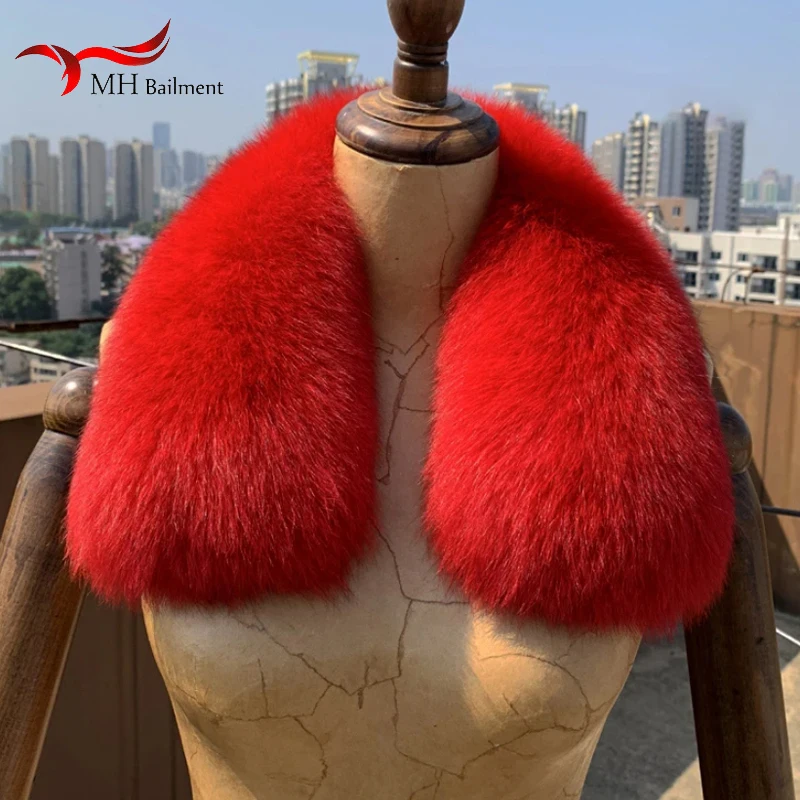 Oversized fox fur collar winter real fox fur male female ladies down jacket coat fur collar bib universal wild 100% fur scarf