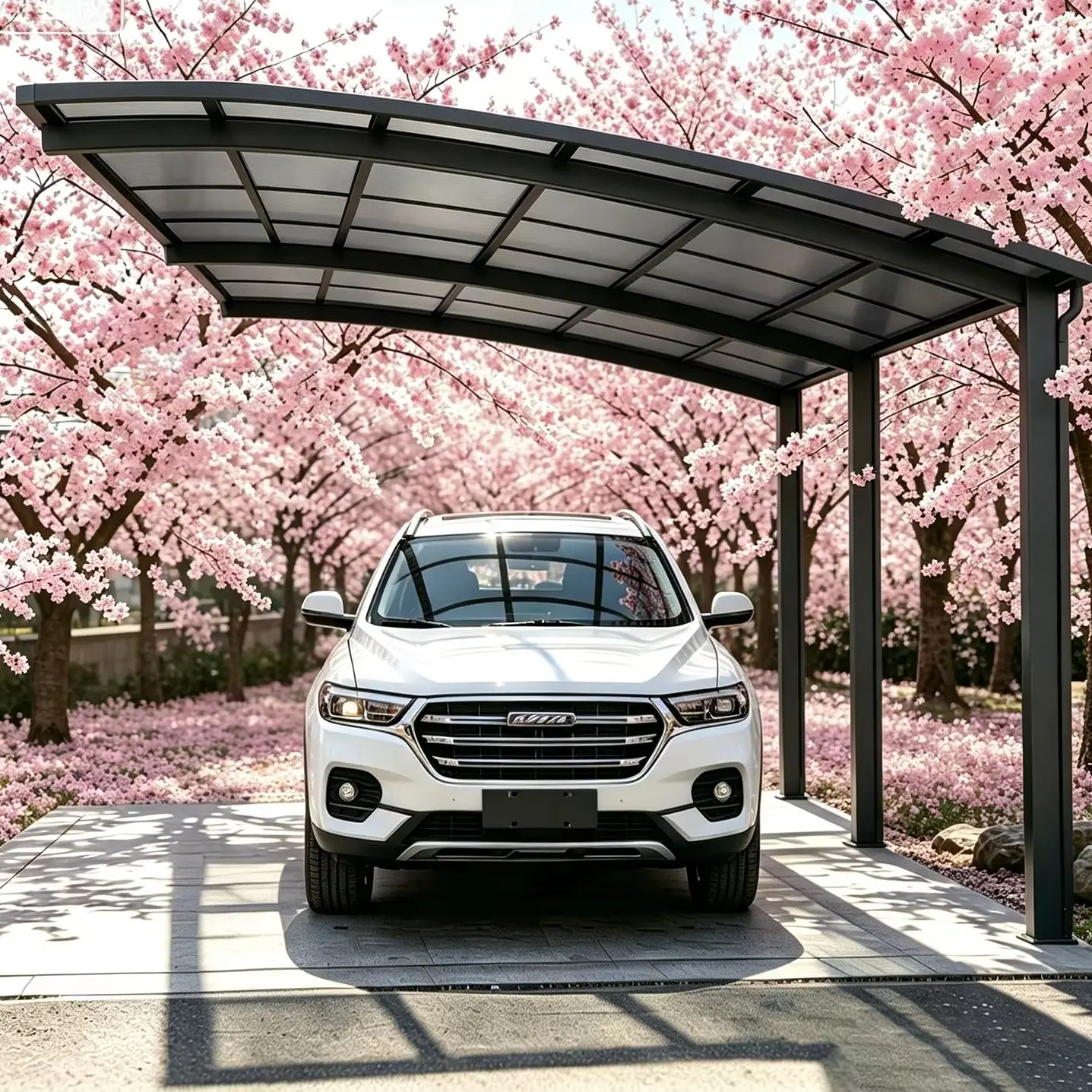 Rustproof Aluminium Carport Garage,Transparent Polycarbonate Roof,Weather Resistant Single Carport,Spacious Shelter for Home