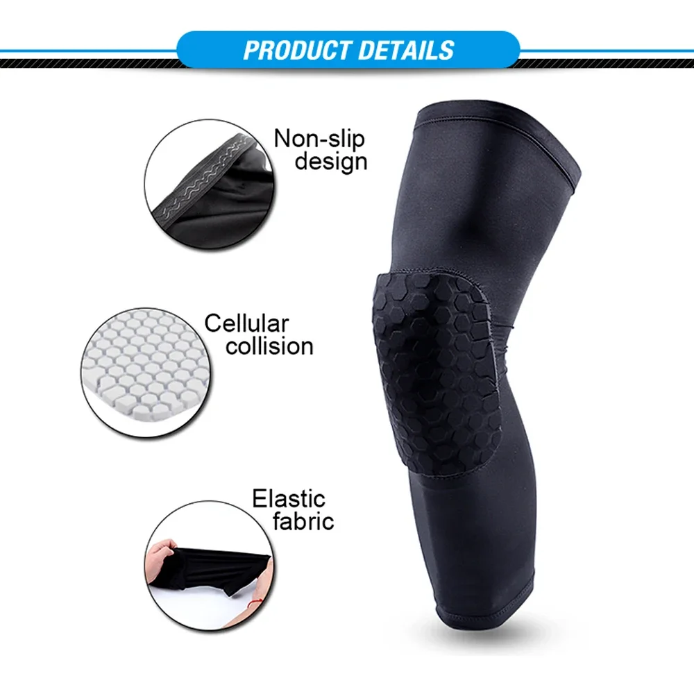 1Pcs/2Pcs Basketball Knee Pads Volleyball Kneepad Honeycomb Crashproof Antislip Leg Sleeve Protective Pad Support Guard Padded