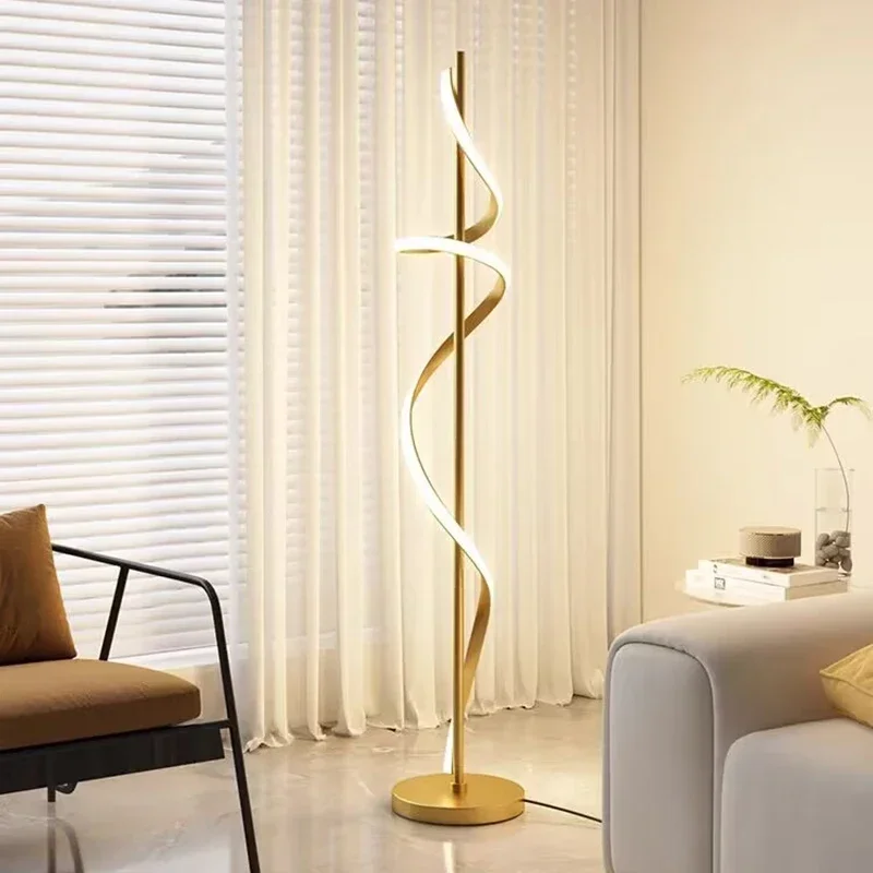 New Minimalist Floor Lamp Living Room Modern Light Luxury Style Sofa Side Creative Line Spiral Home Atmosphere Decorative Lamp