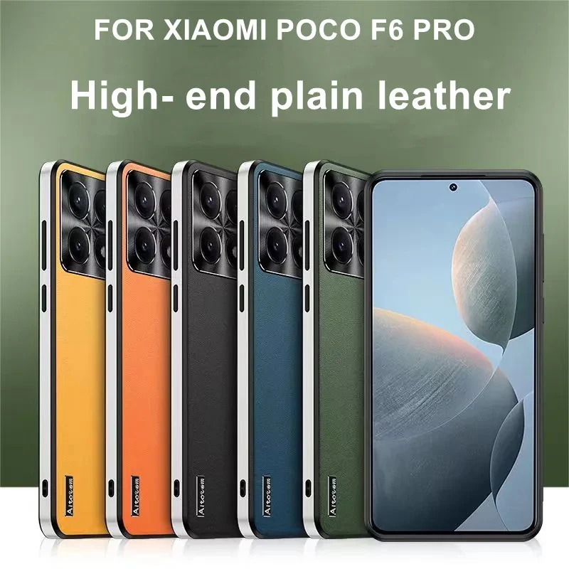 

Матовый кожаный чехол для задней панели телефона Poco F6 F5 Pro, противоударная подушка безопасности, чехлы для телефонов с мягкими краями, металлическая защита объектива