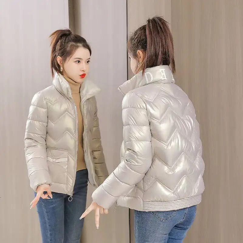 

Down Padded Jacket Women's 2025 New Parkas Bright Surface Wash-Free Winter Short Cotton Jacket Female Coat Puffer Outerwear Tops