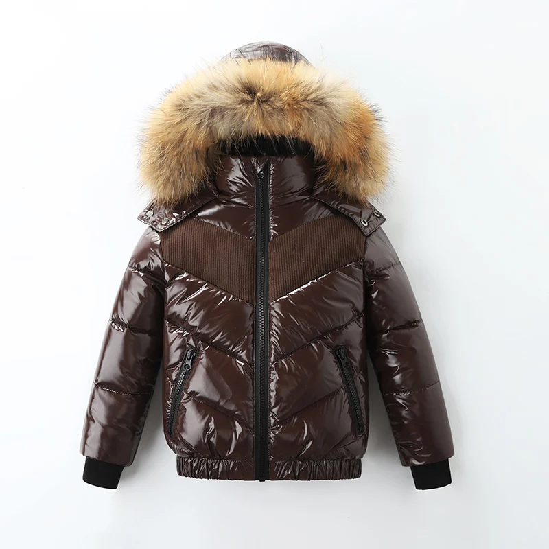 2024 Winter Down Jacket For Toddler Real Fur Waterproof  Thicken Warm Girls Boys Outerwear Coat 1-7 Years Old Children  Outfit