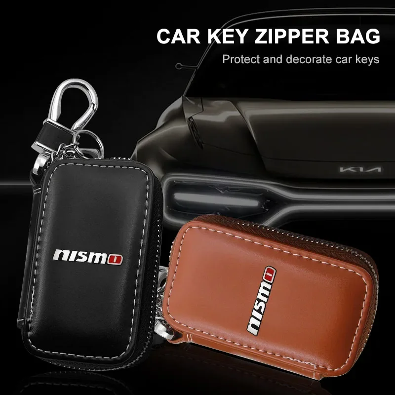 Car Key Holder Pouch Wallet Housekeeper Key Case Mini Card Bag For Nismo Nissan Emblem R34 GTR Tiida Sylphy Teana X-trail Qashqa