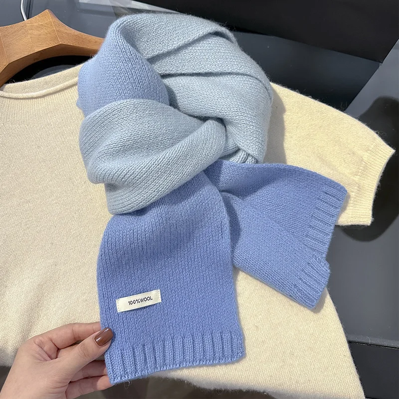 

2025 Winter New Style 100% Pure Wool Gradient Skin-Friendly Scarf, Macaron Color Thickened and Warm Couple's Scarf free shipping