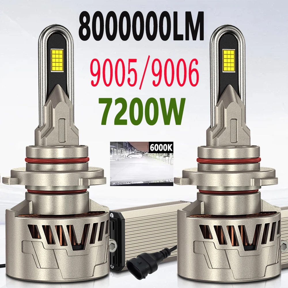 

2 шт. 9005HB3 9006HB4 светодиодные автомобильные фары высокой мощности 7200 Вт супер яркие 8000000LM CPS лампа Canbus светодиодная лампа турбо лампа 6000K белый
