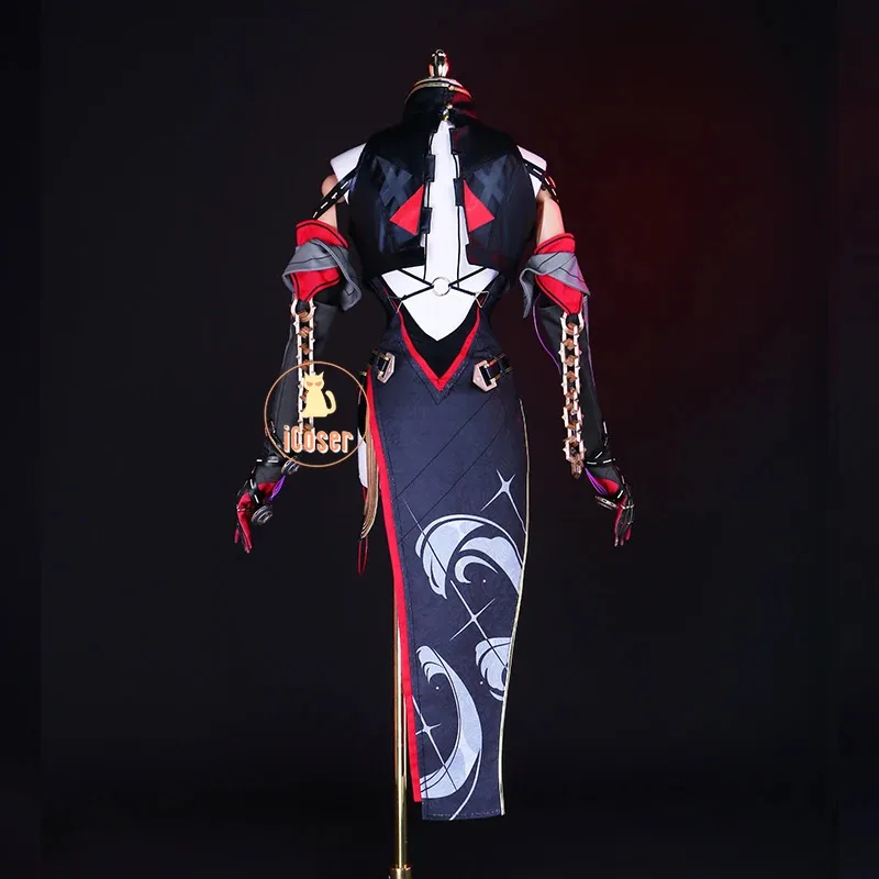 Wuthering Waves Yinlin Costume Cosplay Parrucca Abito Uniforme Cheongsam Orecchini Copricapo Jinzhou Huanglong Festa di Halloween per le donne