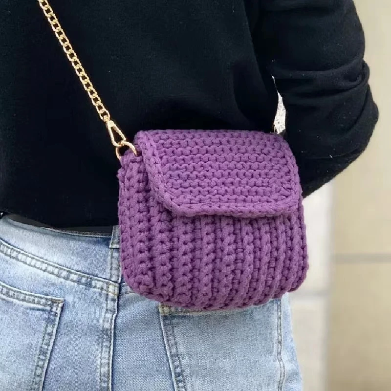 Handmade woven shoulder crossbody bag, shell bag, fashionable mobile phone bag, women's compact storage bag