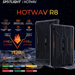 New HOTWAV R8 Rugged Tablets Android 14 10.1'' HD+10800mAh IPad 5MP+13MP Camera 12(4+8)GB+128GB Charging OTG Reverse Tablet PC