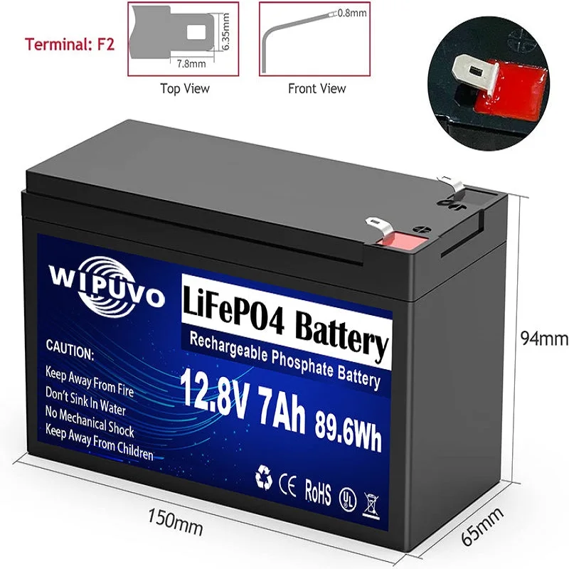 LiFePO4 Battery 2PCS 12V 7Ah 12V 5Ah 6ah 8ah  With BMS 12.8V LiFePO4 Battery Pack Lithium Battery