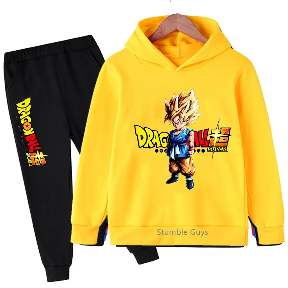 Herbst Anime Jungen Kleidung Mädchen Goku Sweatshirts Trainingsanzug Dragon Ball Hoodie Set Kinder Mode Freizeitkleidung ​
