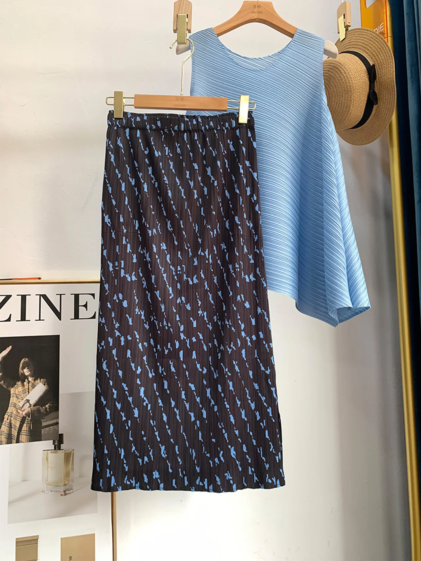 

Юбка Tee Zha Art Creation 2026: Новая модель с плиссированным принтом, летний дизайн, утягивающая, средней длины, с эластичной талией, женская модная.