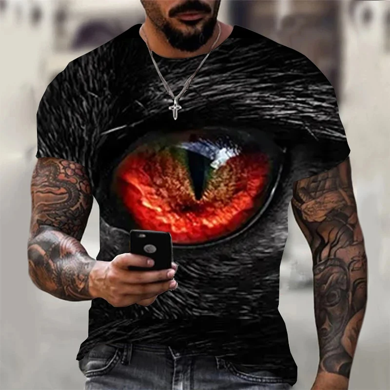 Beast Eye 3D Printed T Shirt Personalized Abstract Pattern Series T Shirt For Men Goth Streetwear Tees Funny Y2K Mens Clothing