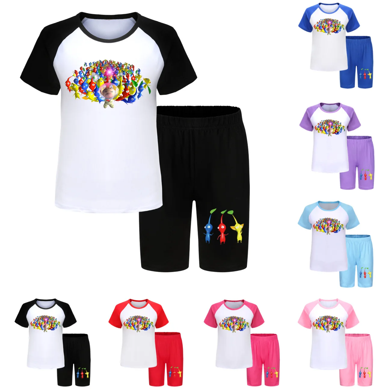 

Pikmin Clothes Sets Kids 2024 Summer Short Sleeve T-shirts Shorts 2pcs Set Toddler Girls Casual Sportsuit Boys Leisure Sleepwear