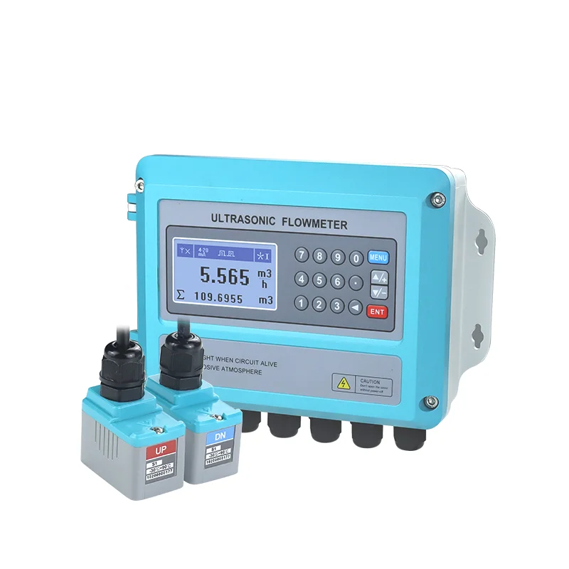 Newest Ultrasonic Flow Meter High Accuracy Clamp on Noncontact Flow Heat meter 4-20mA RS485