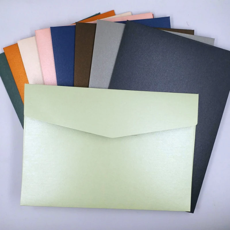 50pcs 18*12.5cm  250gsm Color Pearl Paper Envelopes Business Invitation Wedding Party Invitation Cards