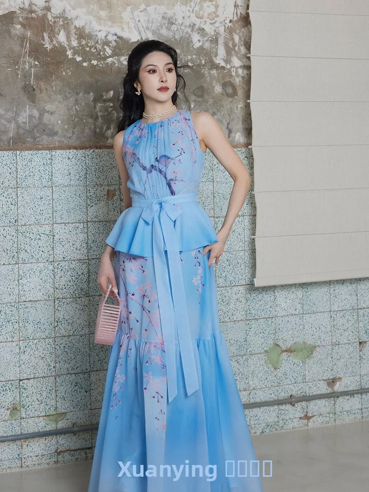 

Romantic Print ter Ne Midi Skirt Set with Pleated Detail Vaion Wear Spring Summer Collection Women's Faion Ensemble