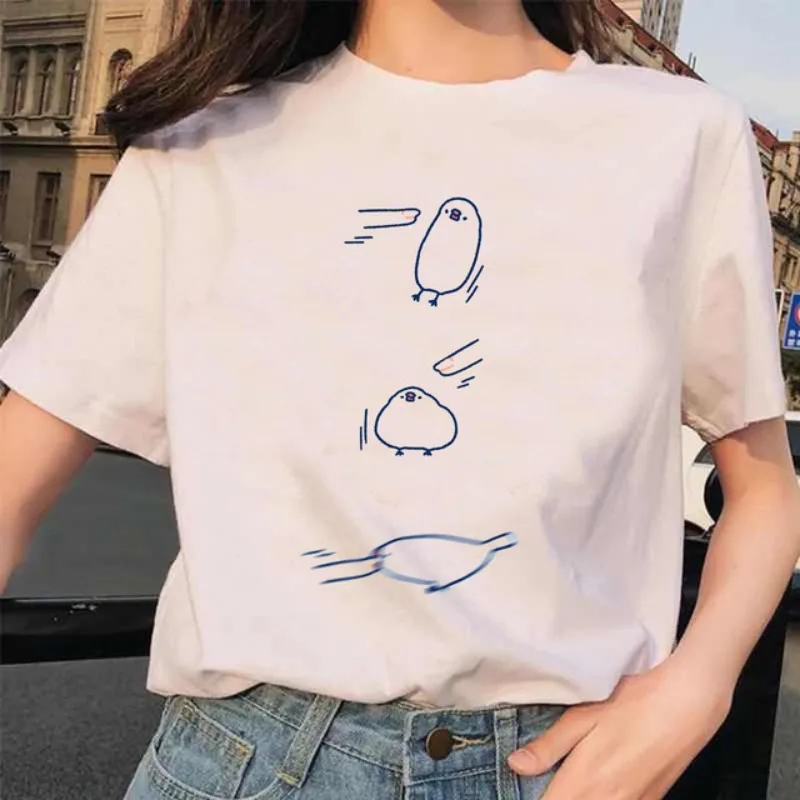Cute Cartoon Parrot Short Sleeved Women's Slimming Design Round Neck Short Sleeved Niche Trendy Personality Parent-child T-shirt