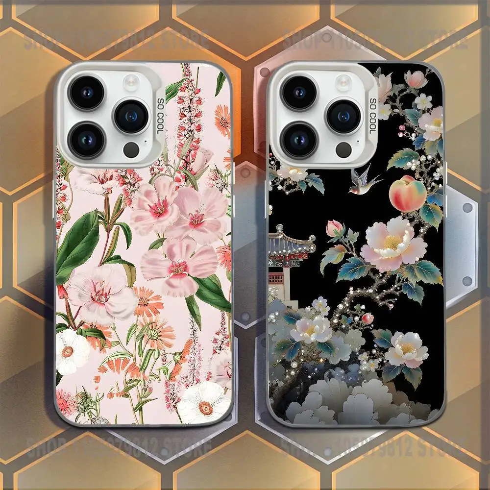 

Elegant Floral Bird Botanical Phone Case For iPhone 16,15,14,13,12,11,Mini,Pro,E,MAX White Candy Matte Shockproof Cover