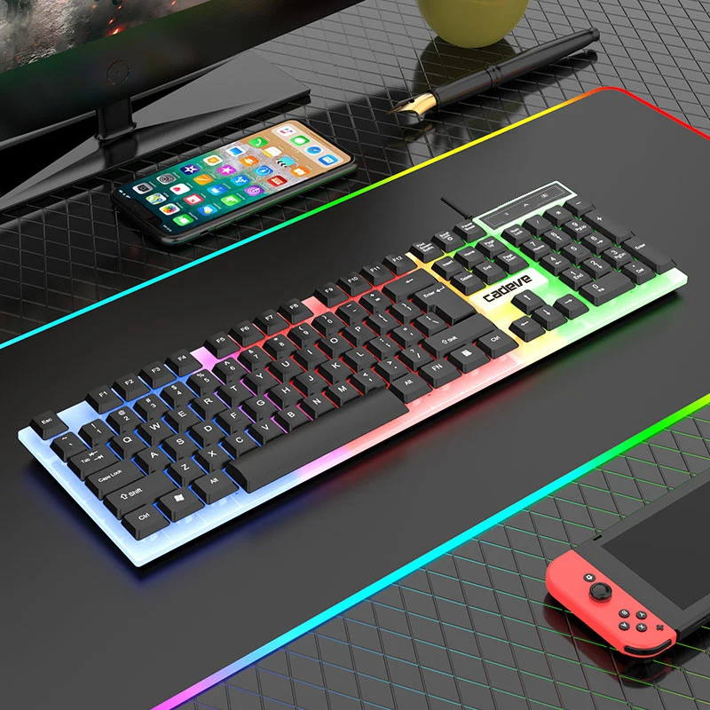 Teclado para jogos com fio APAYADO LDK‑VR6, ideal para jogos e uso no escritório, compatível com laptops e computadores de mesa via USB.