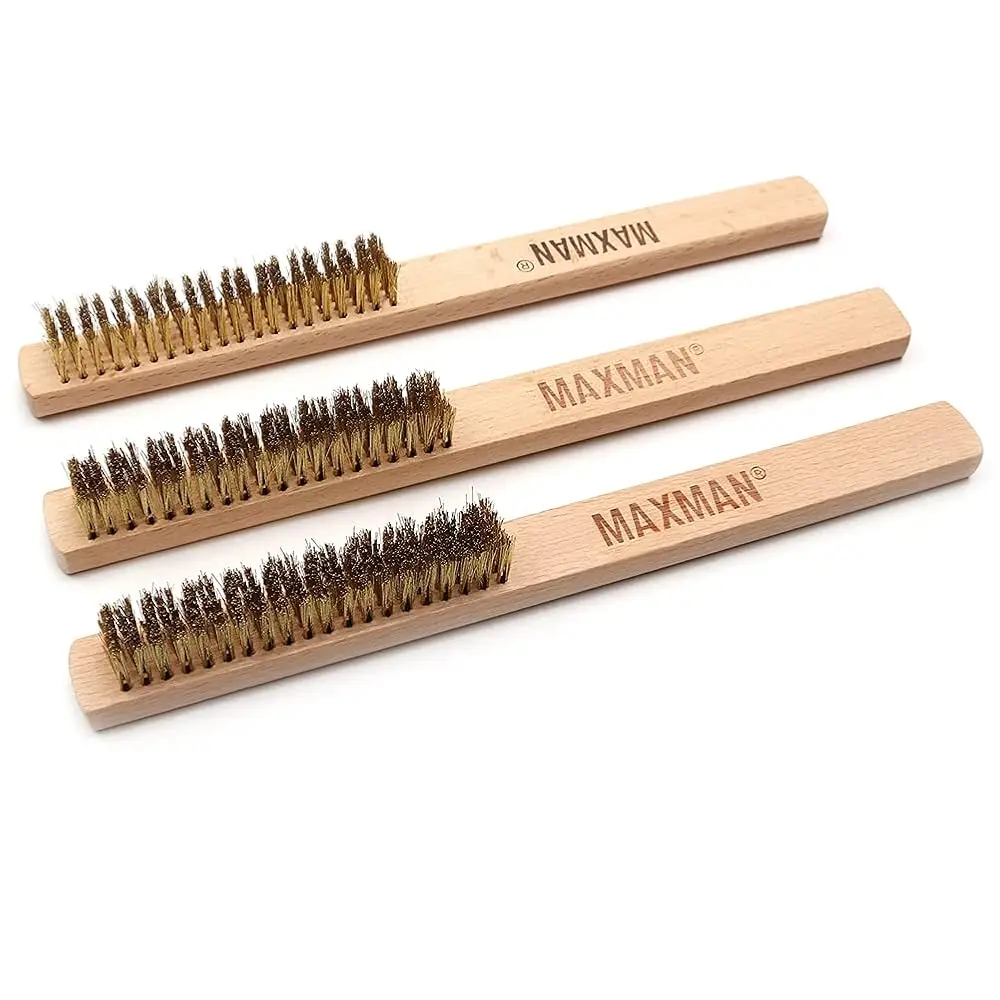 

Brass Brush 3Pcs, Soft Brass Bristle Wire Brush for Cleaning Metal Rust, Welds, Home and Kitchen, Wire Scratch Brushes with