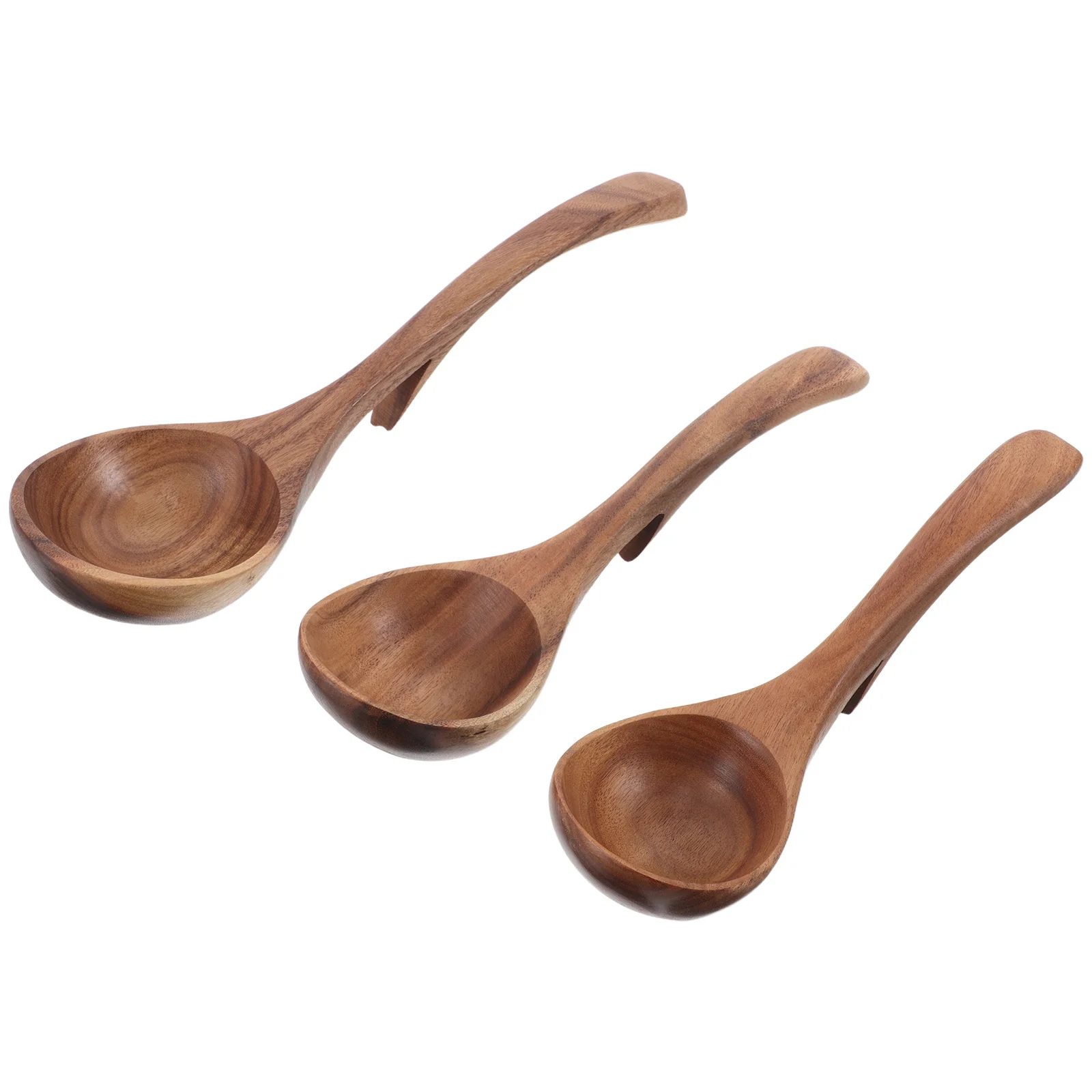 

3Pcs Wooden Long Handle Ladle Hook Soup Spoon for Serving Stirring Cooking Non-Stick Wooden Soup Ladle Ramen Dumplings
