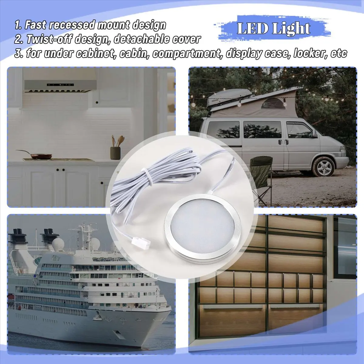 ●12V Led Light Rv Trailer Boat Interior Ceiling Down Roof Lamp Warm White-A57M