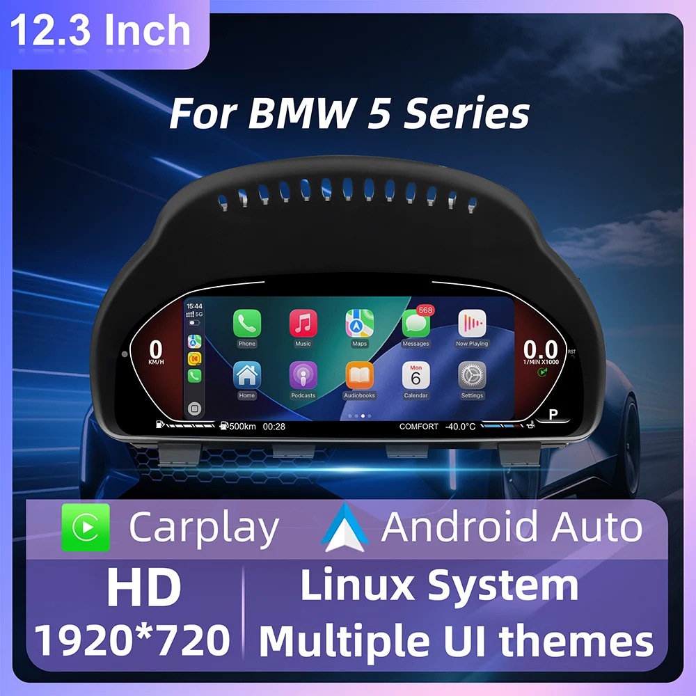 12.3 Inch Digital Dashboard Virtual Cockpit for BMW 5 6 7 Series X3 X4 X5 X6 F01 F07 F10 F15 F16 F18 F25 F26 LCD Digital Instrument Cluster Speedometer Car Digital Gauge Panel