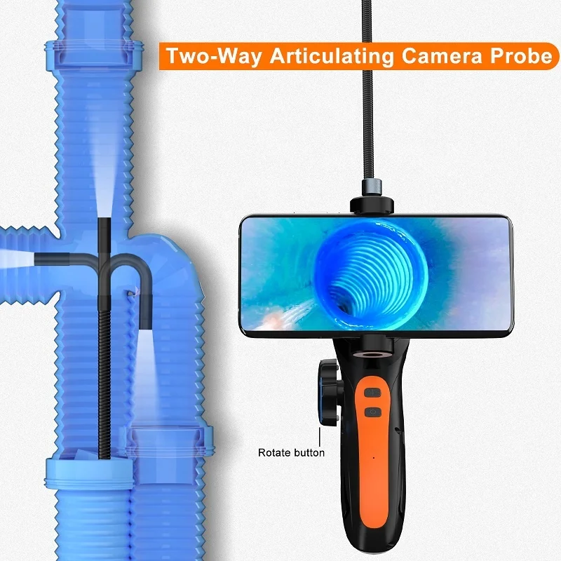 Two Way 180 Degree Steering Industrial Endoscope 5G WIFI 8MM 2.0MP  Car Inspection Borescope Tool Case
