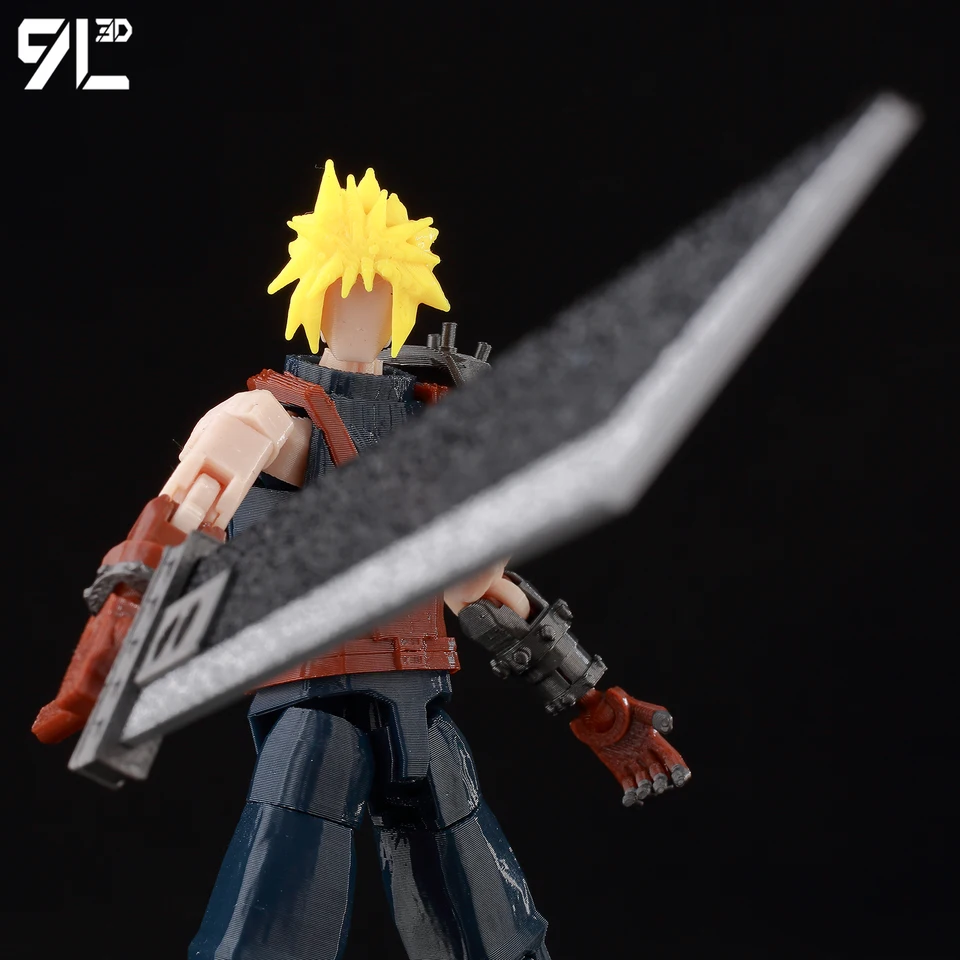 9L3D Cloud FFVII Figure Buster Sword Multi-Joint Articulated Lucky