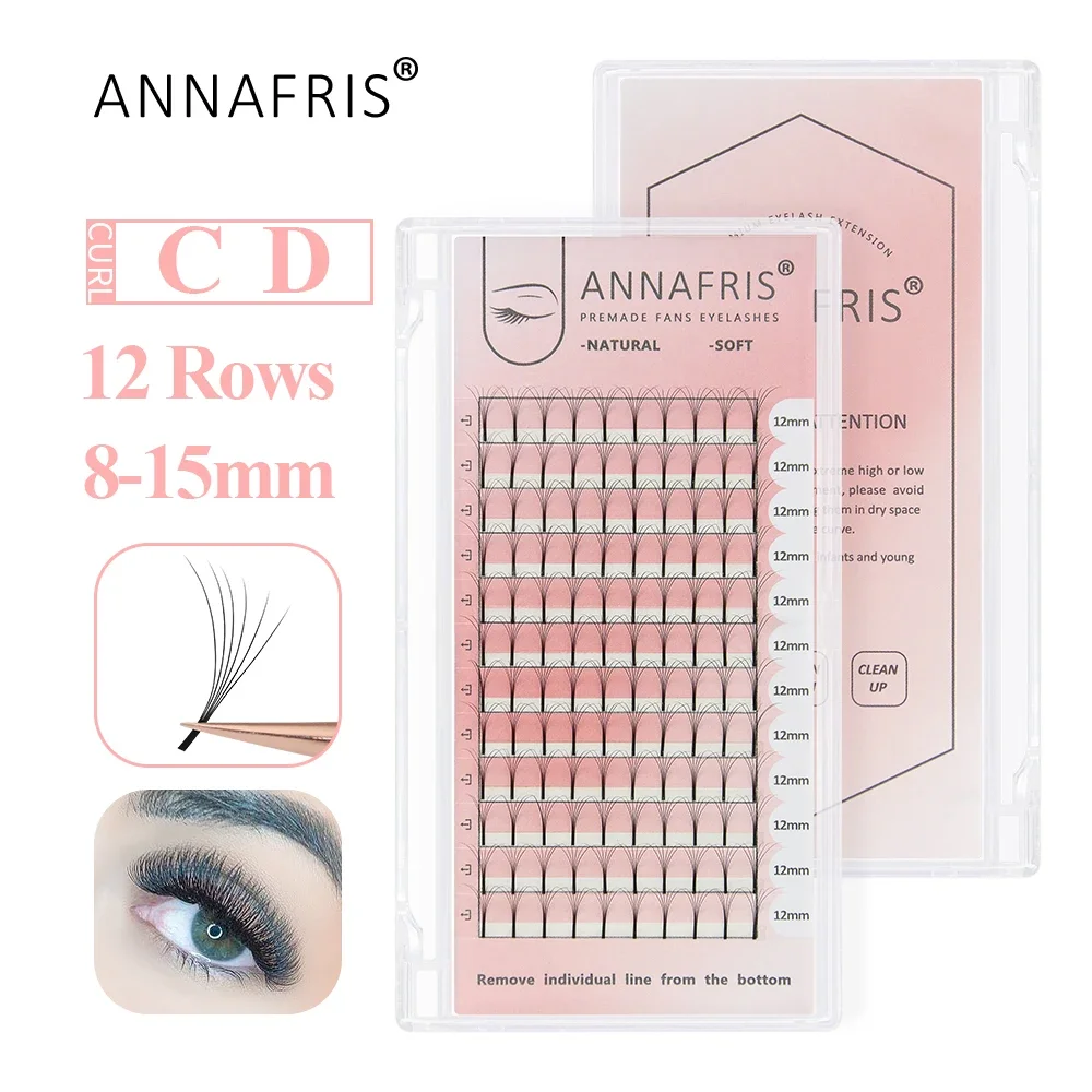 ANNAFRIS Premade Fan Lash Extensions Lange Stengels 3d/4d/5d/6d Russische Volume Premium Nertsen Cluster Valse wimpers Make Cilios