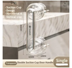 No Drill Suction Cup Door Handle Removable Waterproof Anti Slip Grab Pull For Bathroom Glass Sliding Door Wardrobe Cabinet