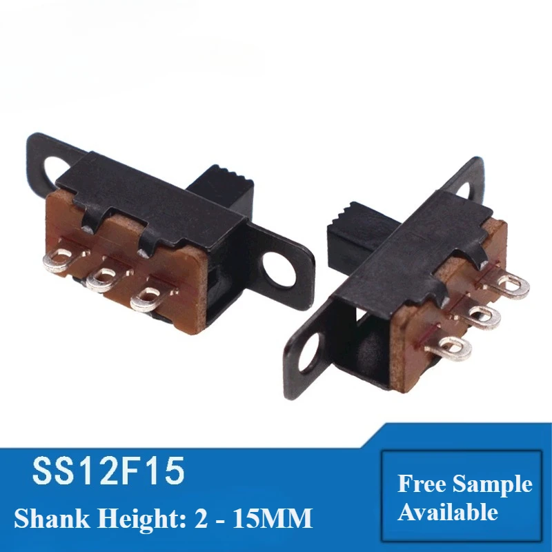 

Тумблер SS12F15 Переключатель 1P2T трехногий двухскоростной вертикальный ползунковый переключатель