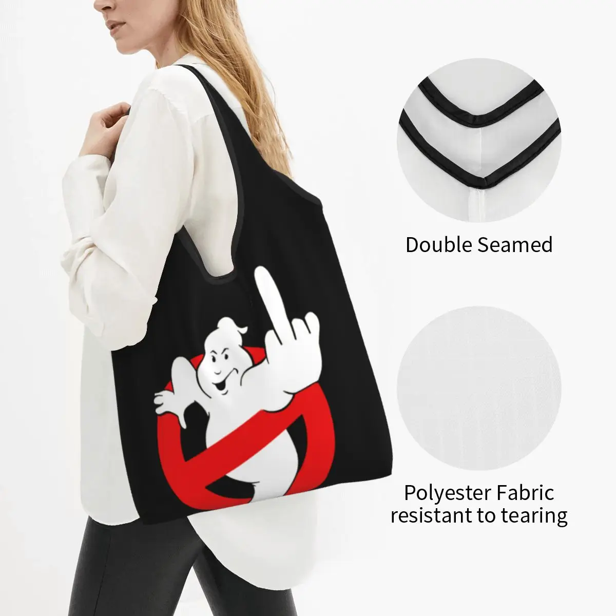 Ghost Buster Grocery Shopping Bag Kawaii Shopper Shoulder Tote Bags Big Capacity Portable Supernatural Comedy Film Handbag