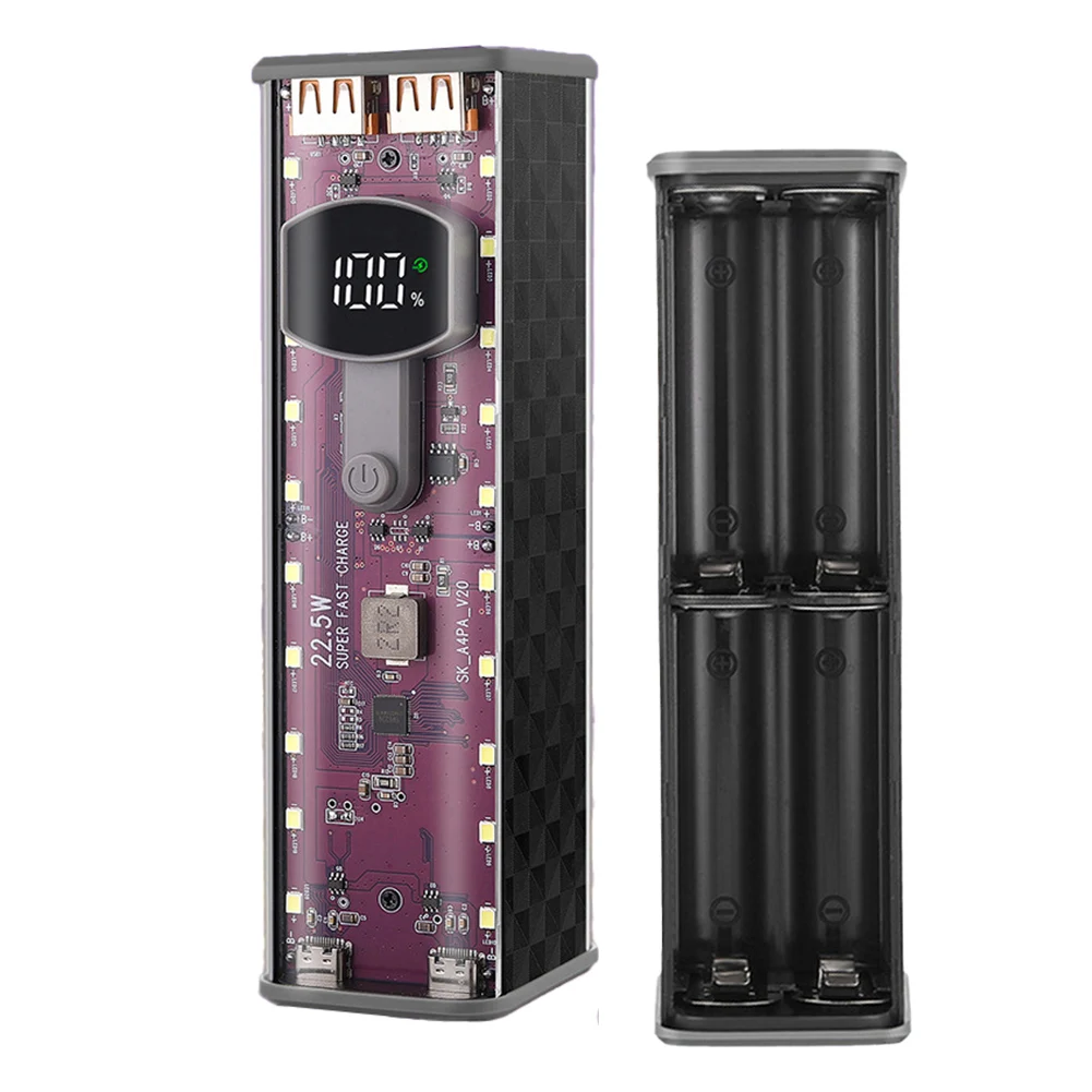 

22 5W Portable Power Bank Case Transparent ABS Material with Solder Design Multi Port Output for Charging Devices