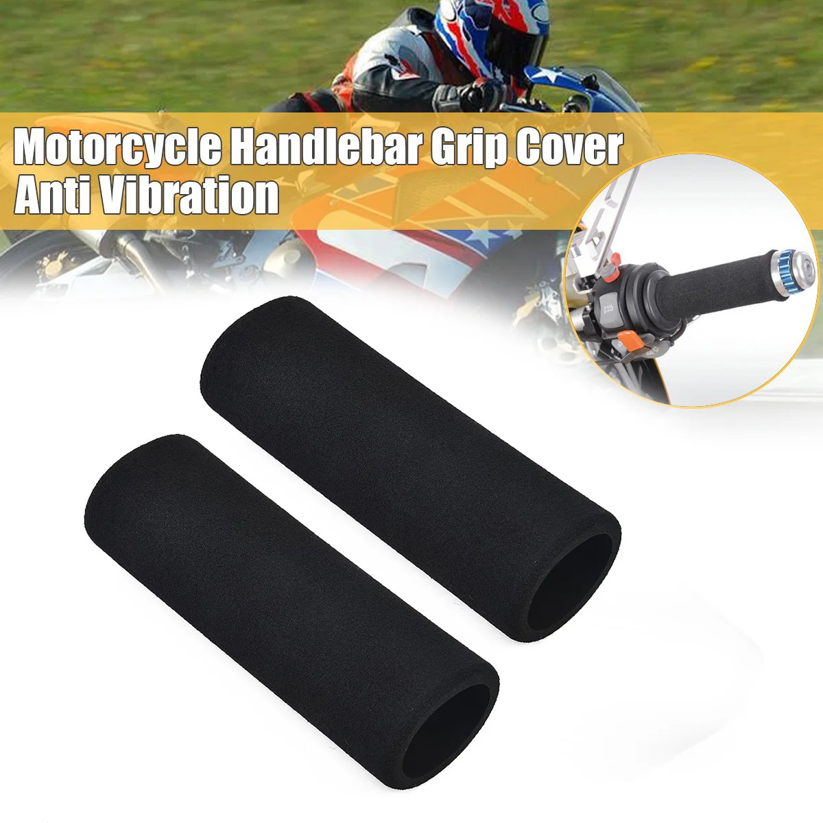 

2 X Motorcycle Slip-on Grip Covers Motorbike Handlebar Foam Hand Grips Sponge Gloves Lever Cover Anti