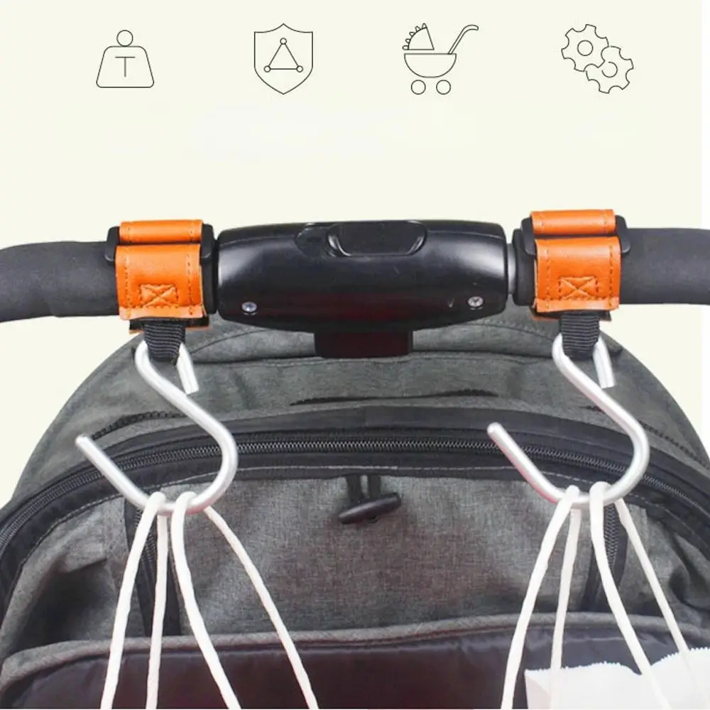 

Creative S Shape Baby Stroller Hooks Solid Color Cart Organizer Hanging Hook Stroller Accessories PU Stroller Accessories Baby