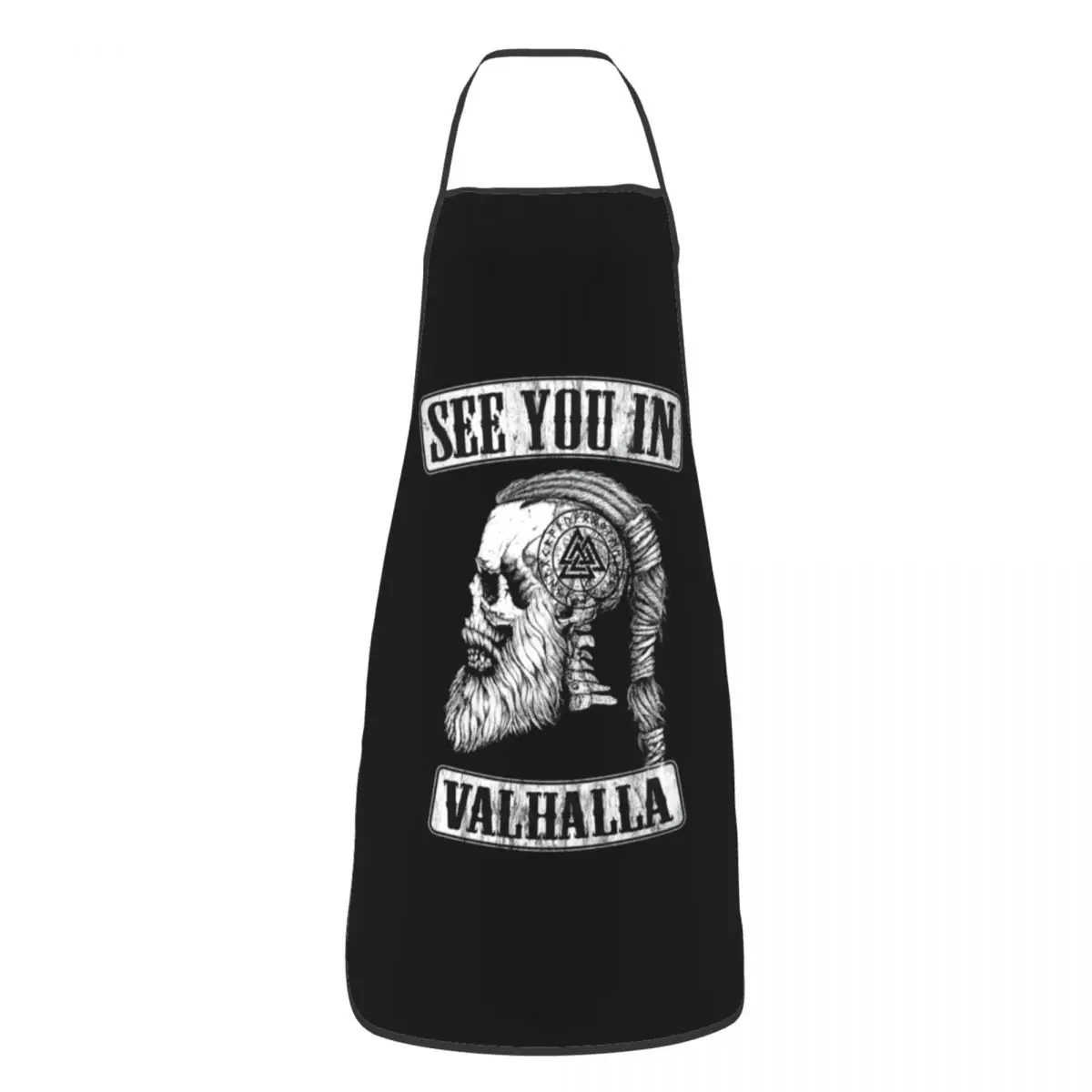 See You In Valhalla Skull Viking Bib Apron Women Men Chef Tablier Cuisine for Cooking Kitchen Norse Odin Ragnar Warrior Painting