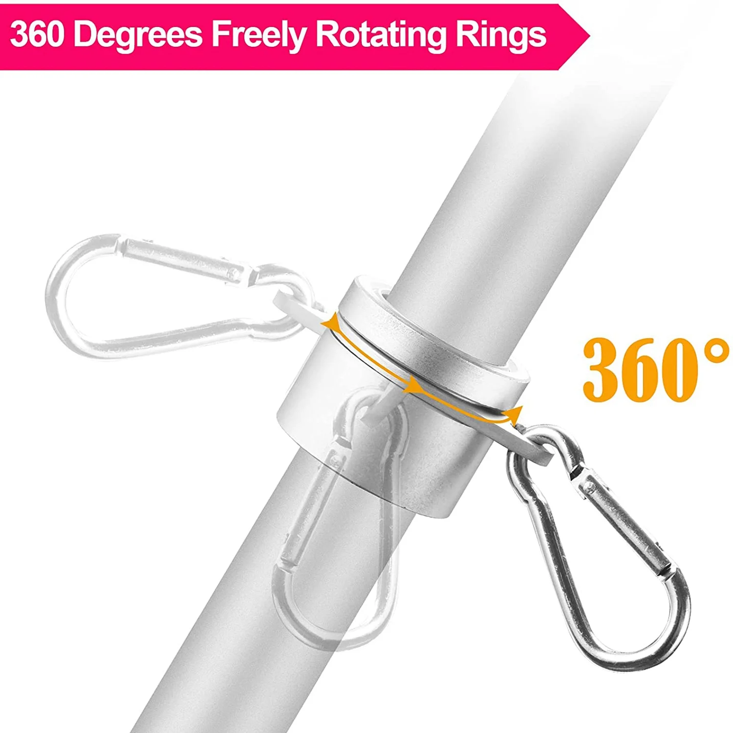 2 Pcs Flag Pole Rings Anti Wrap Flag Pole Clips Swivels 360° Rotating Flagpole Flag Mounting Rings-B61B