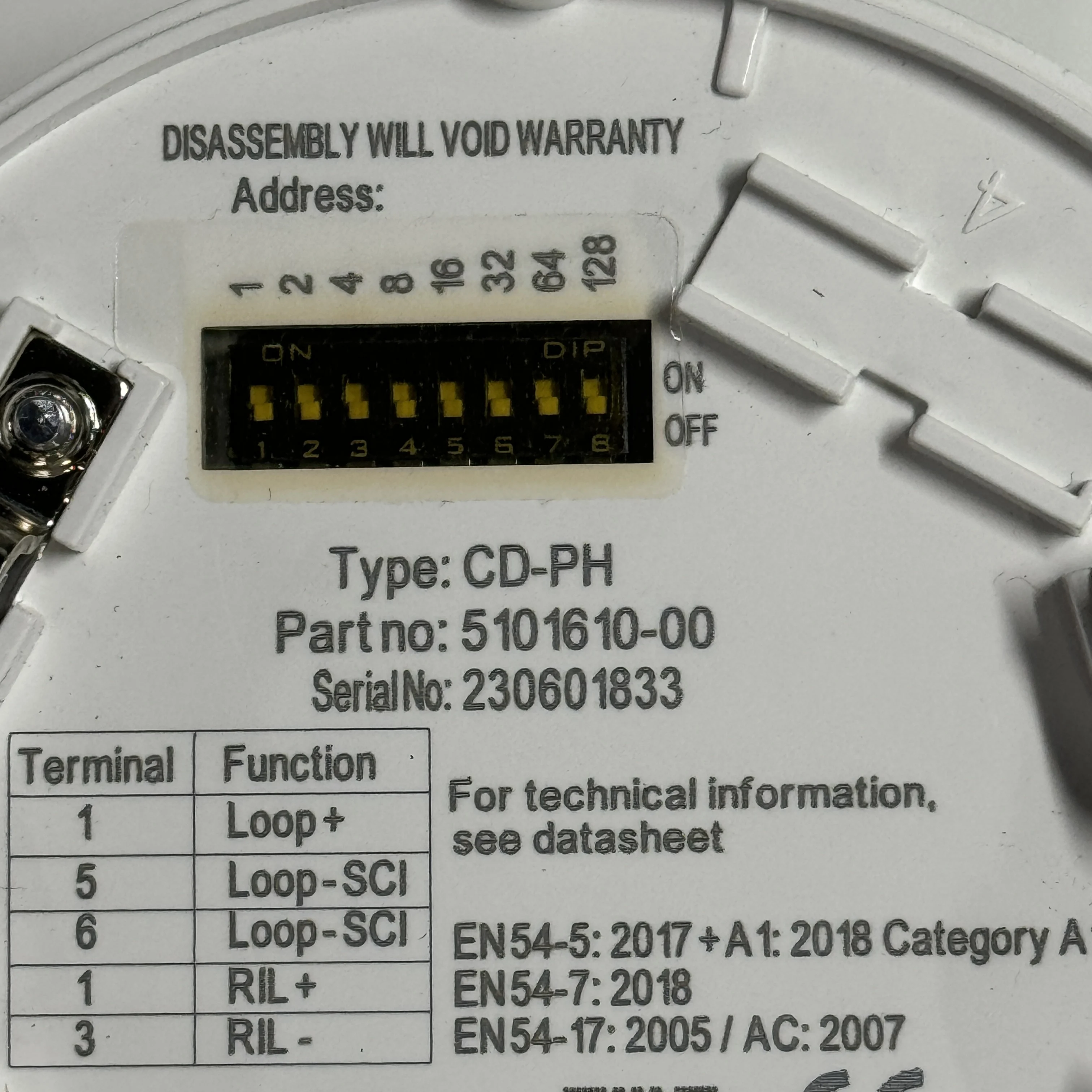 CONSILIUM  CD-PH SMOKE DETECTOR 5101610-00