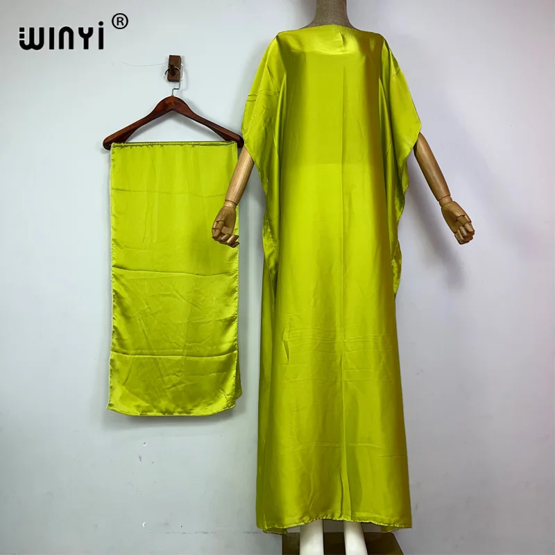 

WINYI summer monocolour Africa dress Dubai Muslim Dashiki Caftan beach dress With belt evening Europe dresses for women 2023