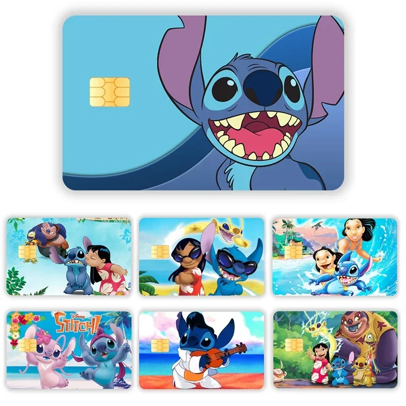 Pegatinas de Stitch para tarjetas de crédito, pegatinas impermeables de dibujos animados, Chip de mini creatividad, pegatinas Kawaii, pegatinas de Chip grandes y pequeñas