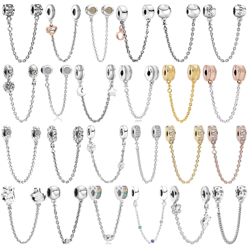 

Hot selling 925 Silver Butterfly Crown Round Classic Safety Chain Charm Suitable for Women's Bracelet Fashion DIY Jewelry Gift