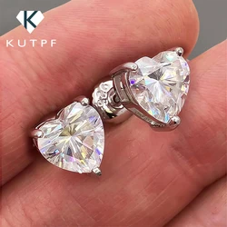 Heart Shape Moissanite Stud Earrings for Women Men 1/2/4carat  Certified Lab Diamond Ear Studs S925 Silver Plated 18k Gold