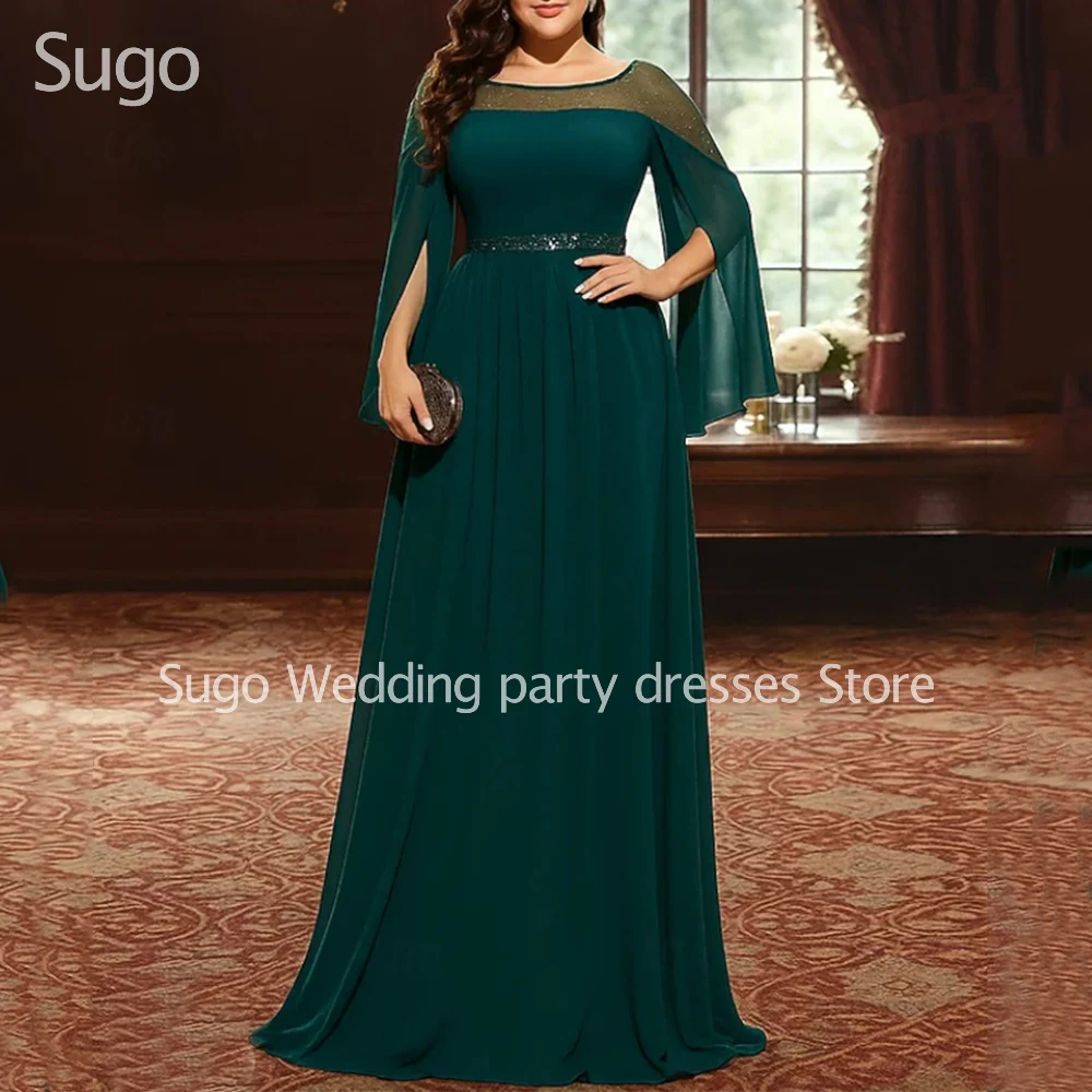Customized Elegant Beads Mother of the Bride Dresses Long-Sleeve A-Line Chiffon Evening Gala Wedding Guest Groom Dress 2026