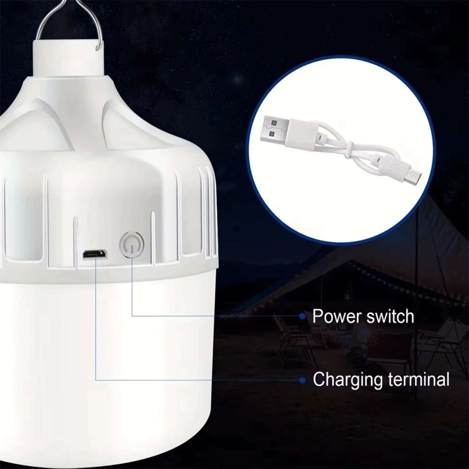 Usb Rechargeable  Bulb Portable Camping Light Bulb Emergency Lighting Flashlight Lights Outdoor Picnics Hanging Tent Light Maap