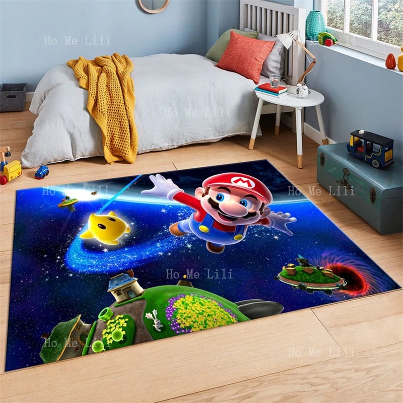 Leaping Stars Super Player Unique Design Non Slip Flannel Floor Rug For Living Room Bedroom Cartoon Carpet Kids Decor